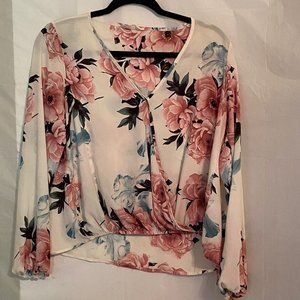 Pink and White Floral Blouse
